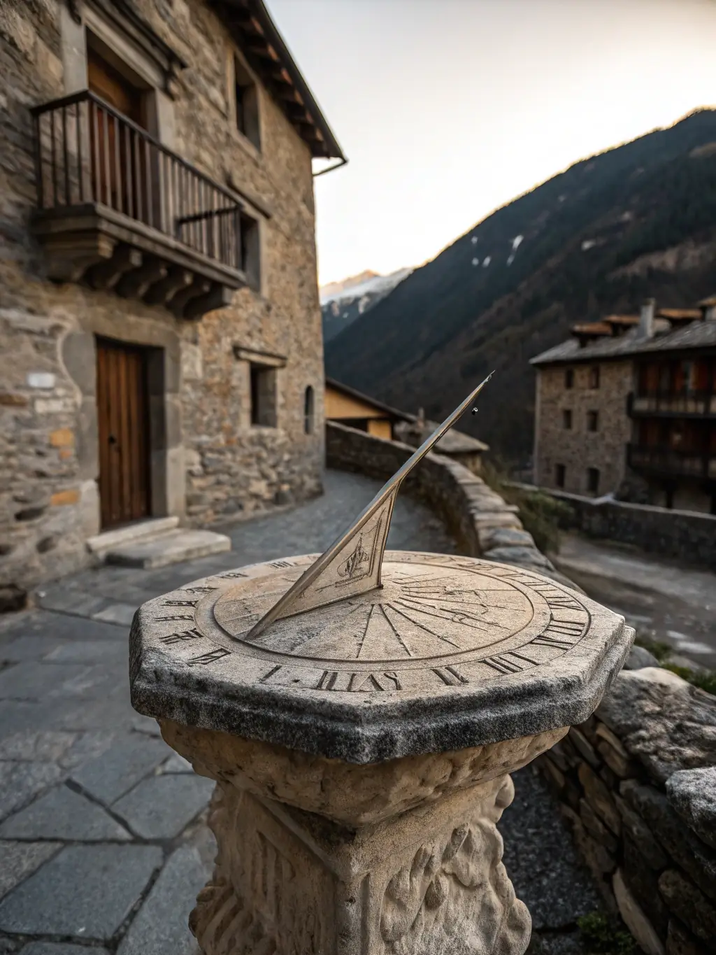 A high-quality image of a restored historical sundial in the Ubaye Valley, highlighting the intricate details and craftsmanship.