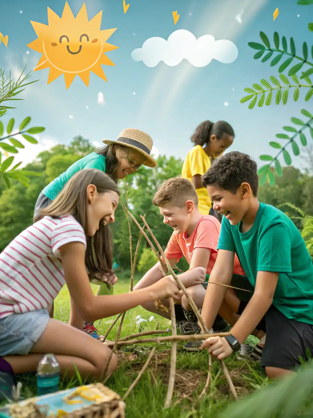 A vibrant photograph capturing children participating in a sundial-making workshop, showcasing hands-on learning and engagement with the heritage.